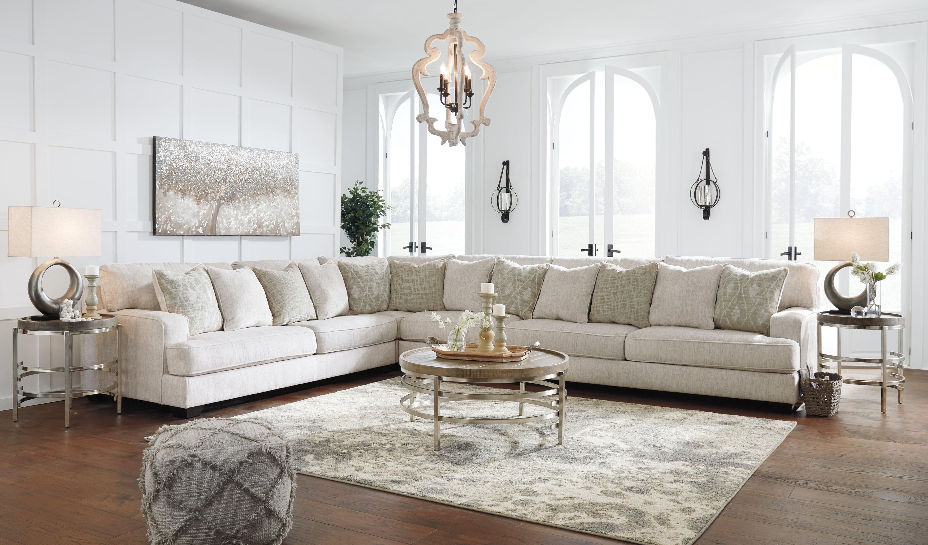 Rawcliffe Parchment Chenille 4-Piece Sectional - Image 3