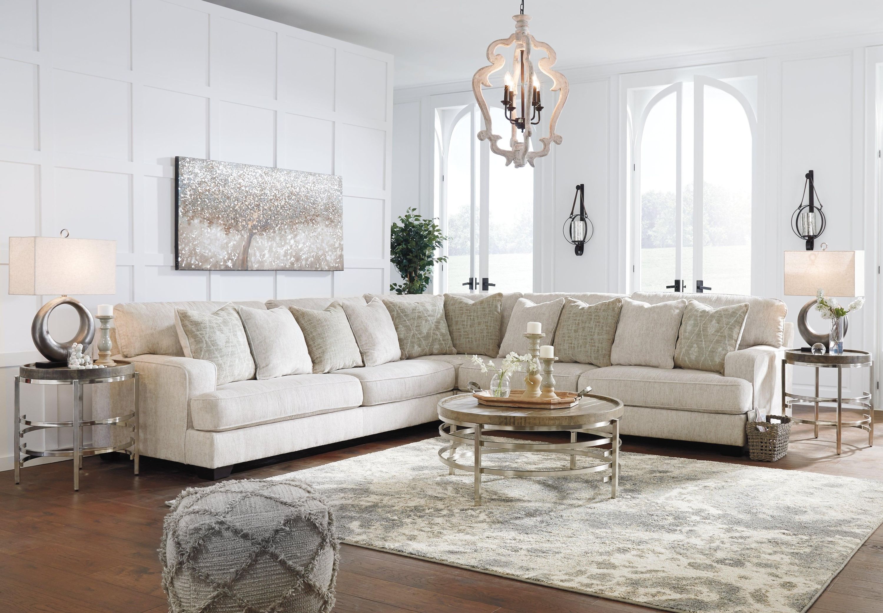Rawcliffe Parchment Chenille 3-Piece Sectional - Image 3