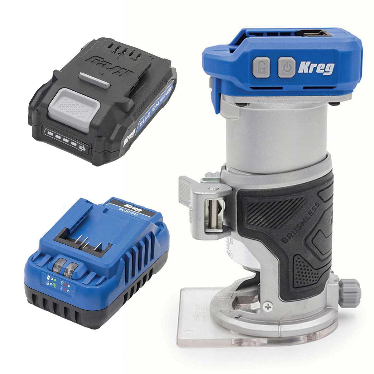 Ionic Drive 1/4″ Trim Router with 2AH Battery and Charger Kit