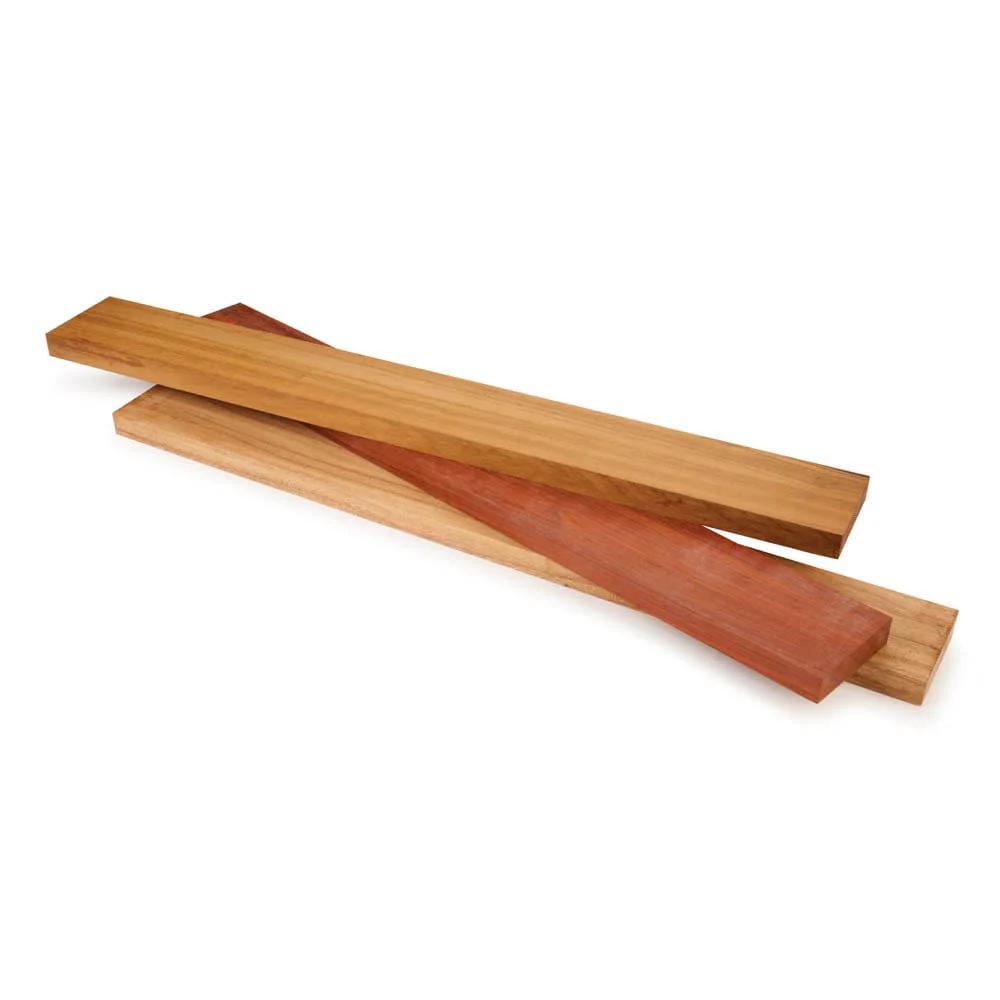 Macacauba, African Padauk, Goncalo Alves Thin Stock Assortment – 3/4″ x 3″ x 24″ – 3 Piece