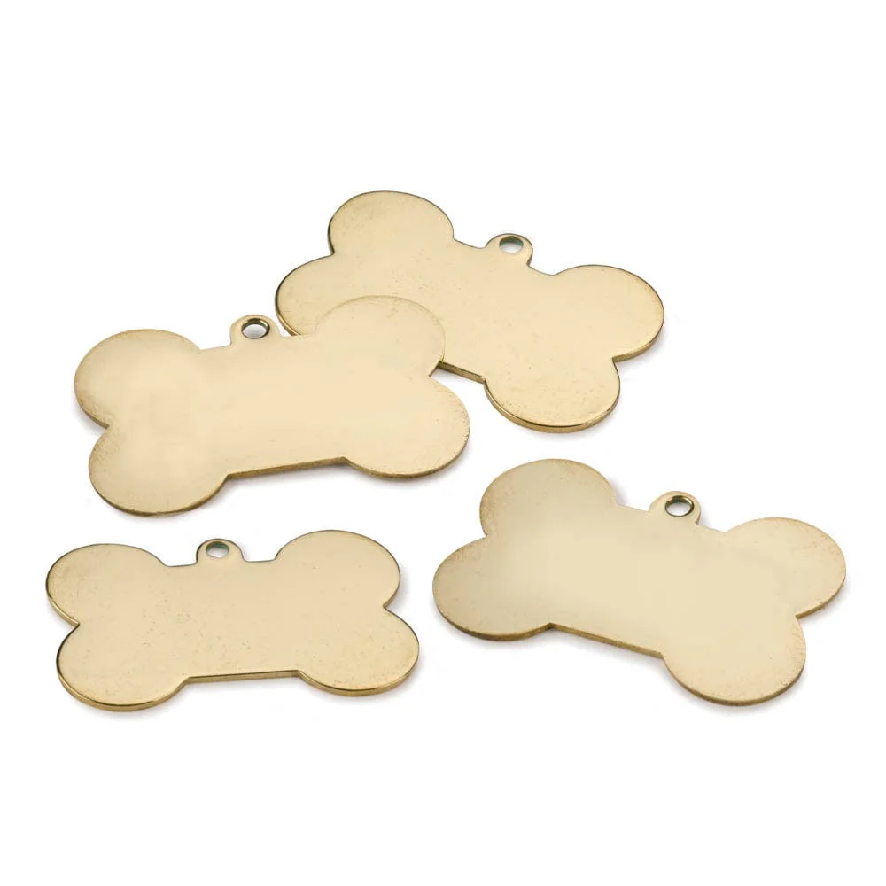 Dog Bone Engraving Blank – Brass – 4 Piece