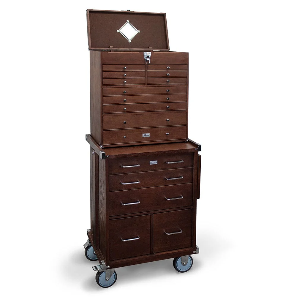 16-Drawer 2 Piece Hobby Roller Set – Dark Oak