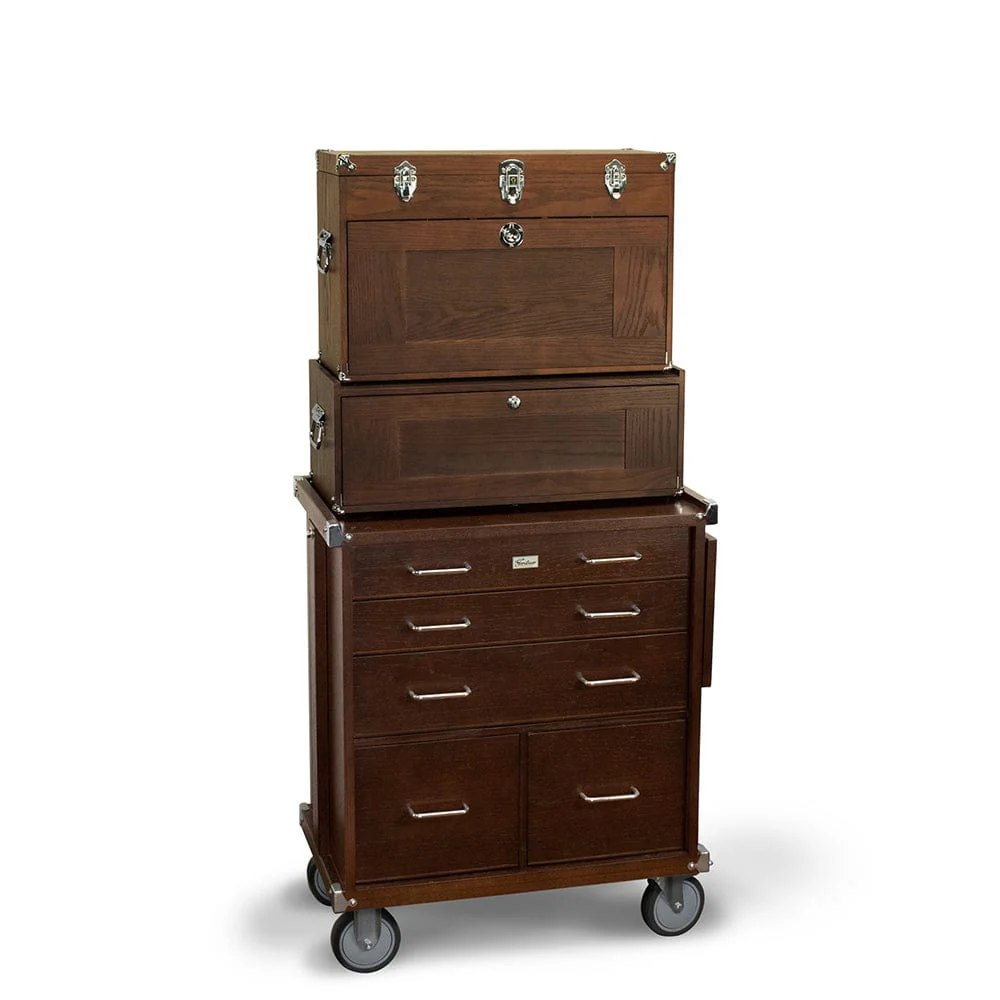 19-Drawer 3 Piece Chest, Base and Roller Set – Dark Oak