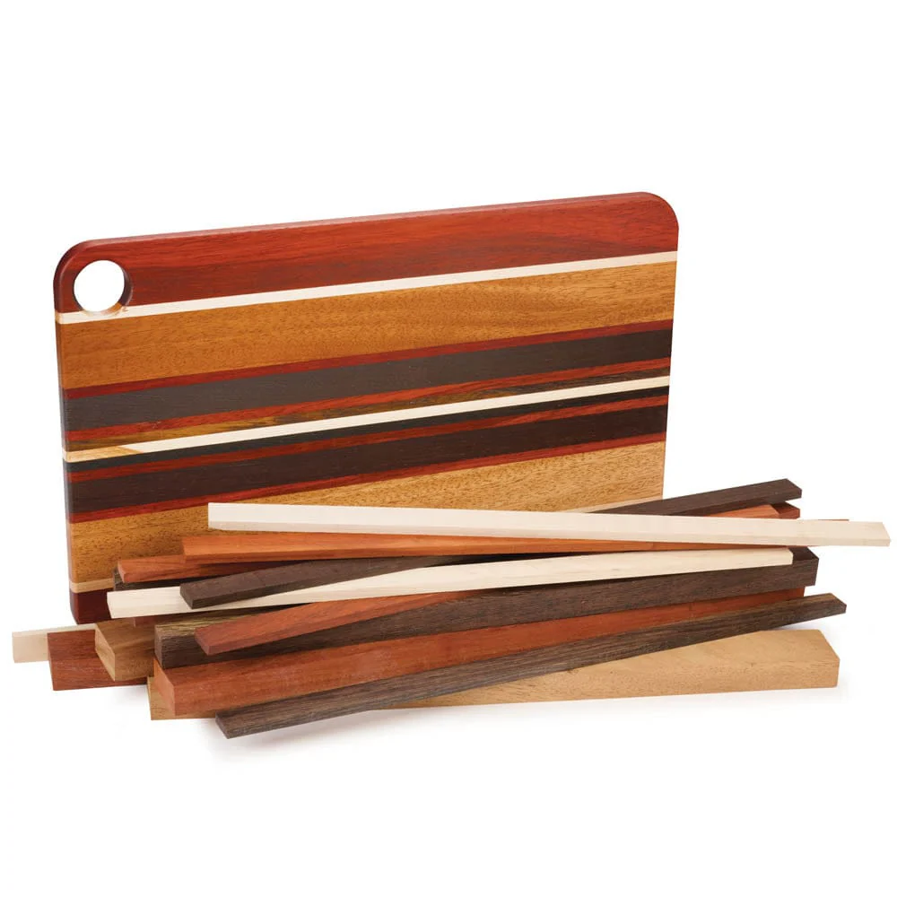 On The Rocks Cutting Board Kit – – 3/4″ x 9-3/4″ x 16″ – African Padauk, African Mahogany, Wenge, Maple
