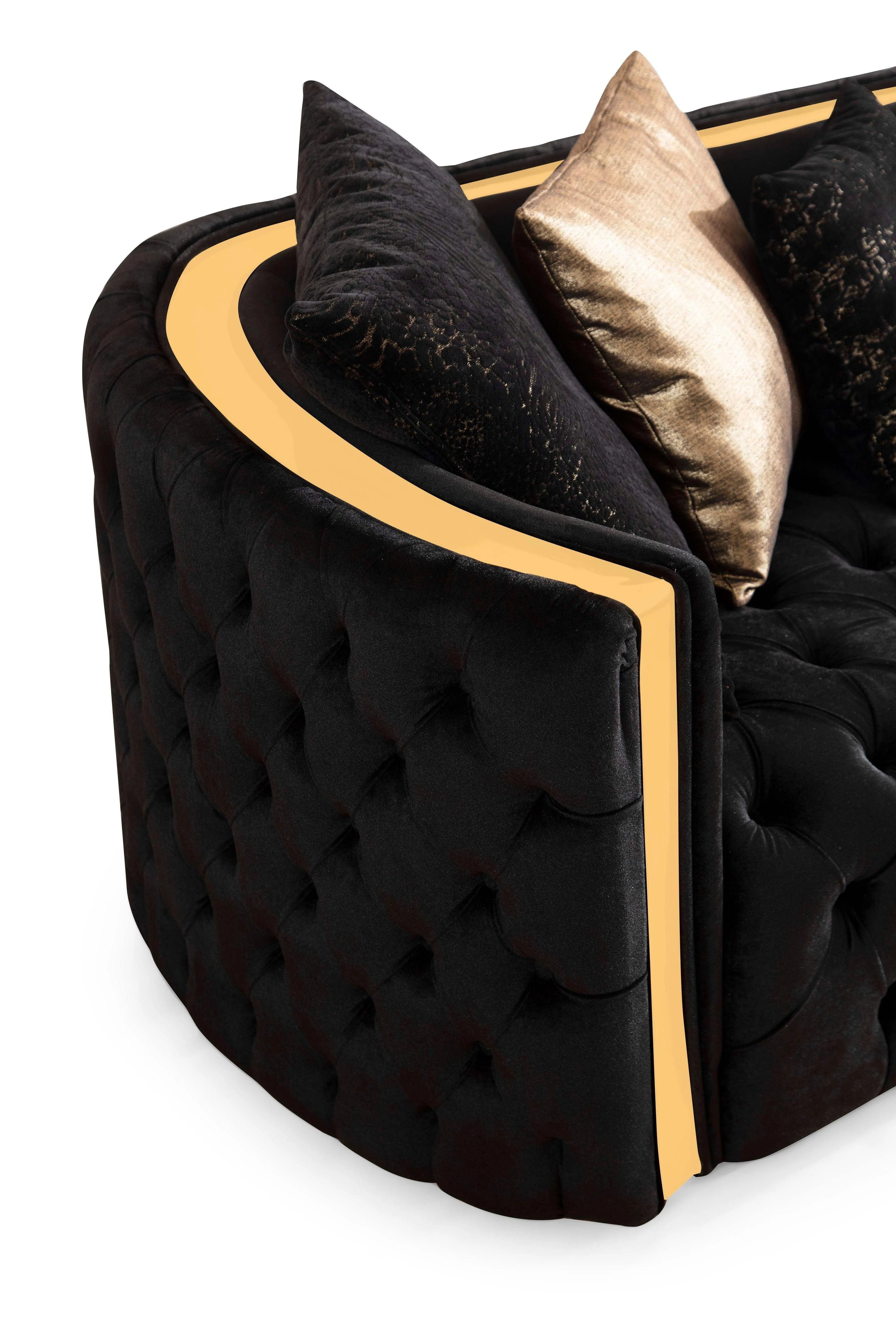 Sofia Black Velvet Sofa & Loveseat - Image 2