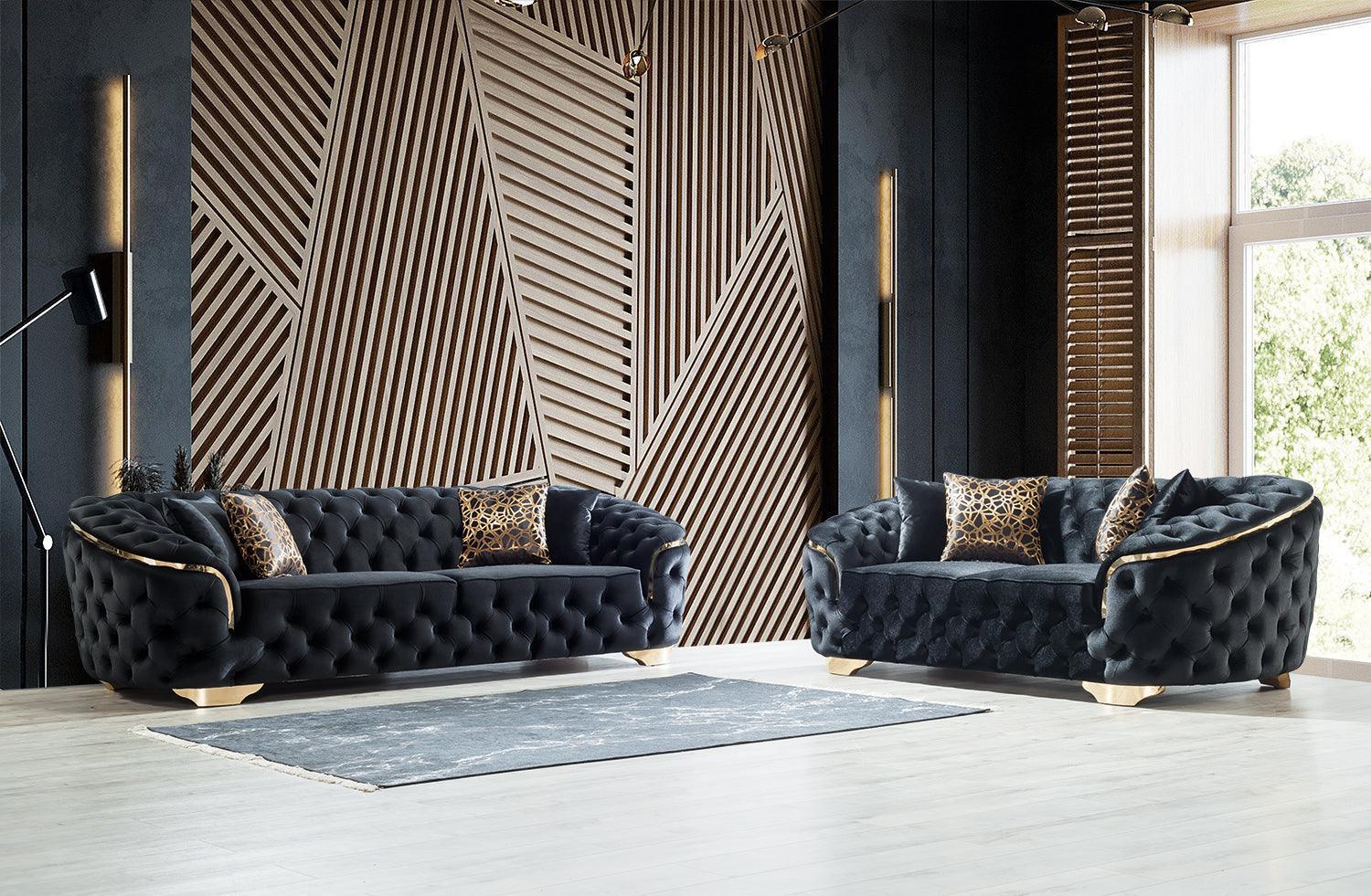 Scarlett Black Velvet Sofa & Loveseat - Image 1