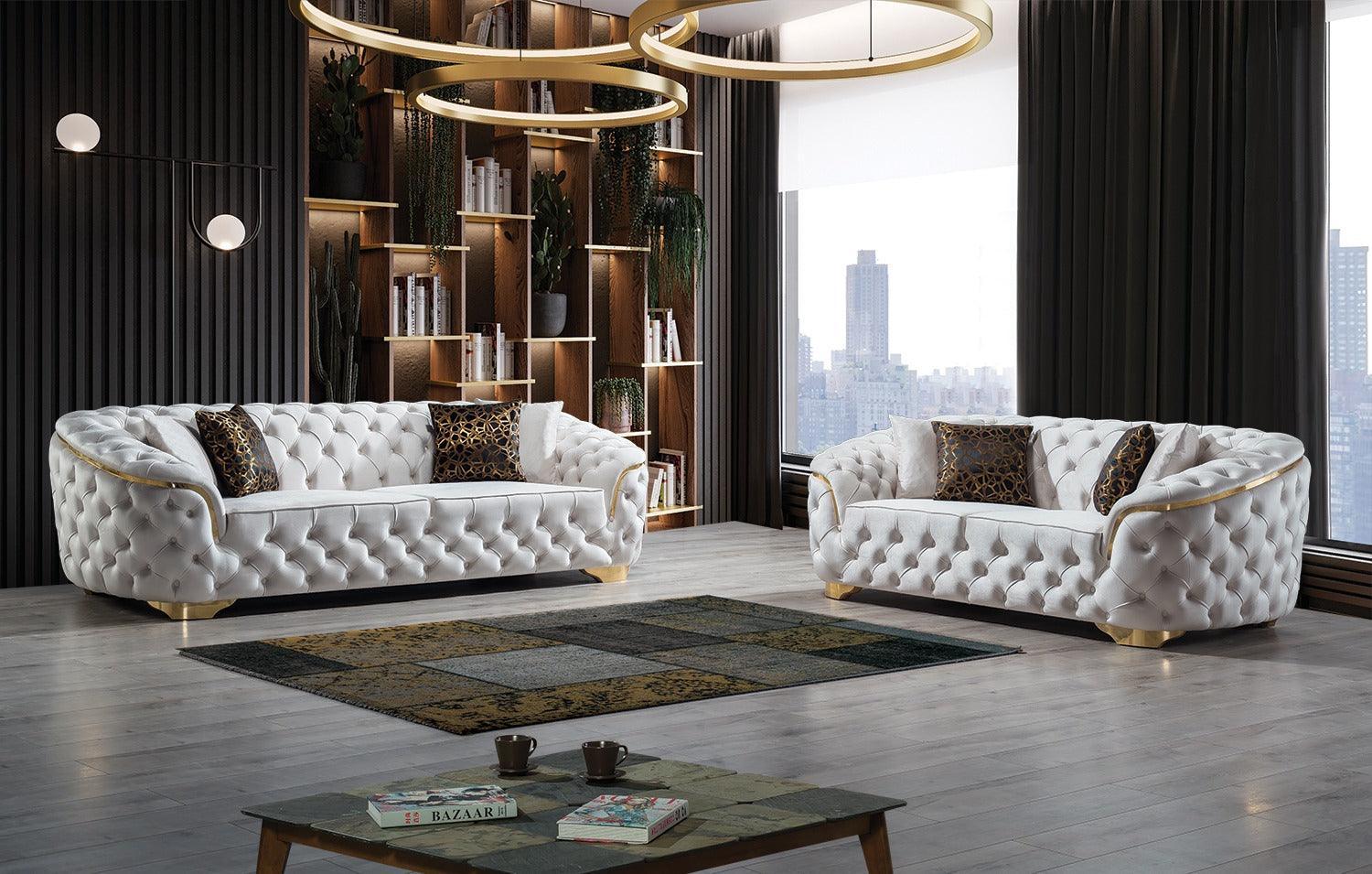 Scarlett Ivory Velvet Sofa & Loveseat - Image 1