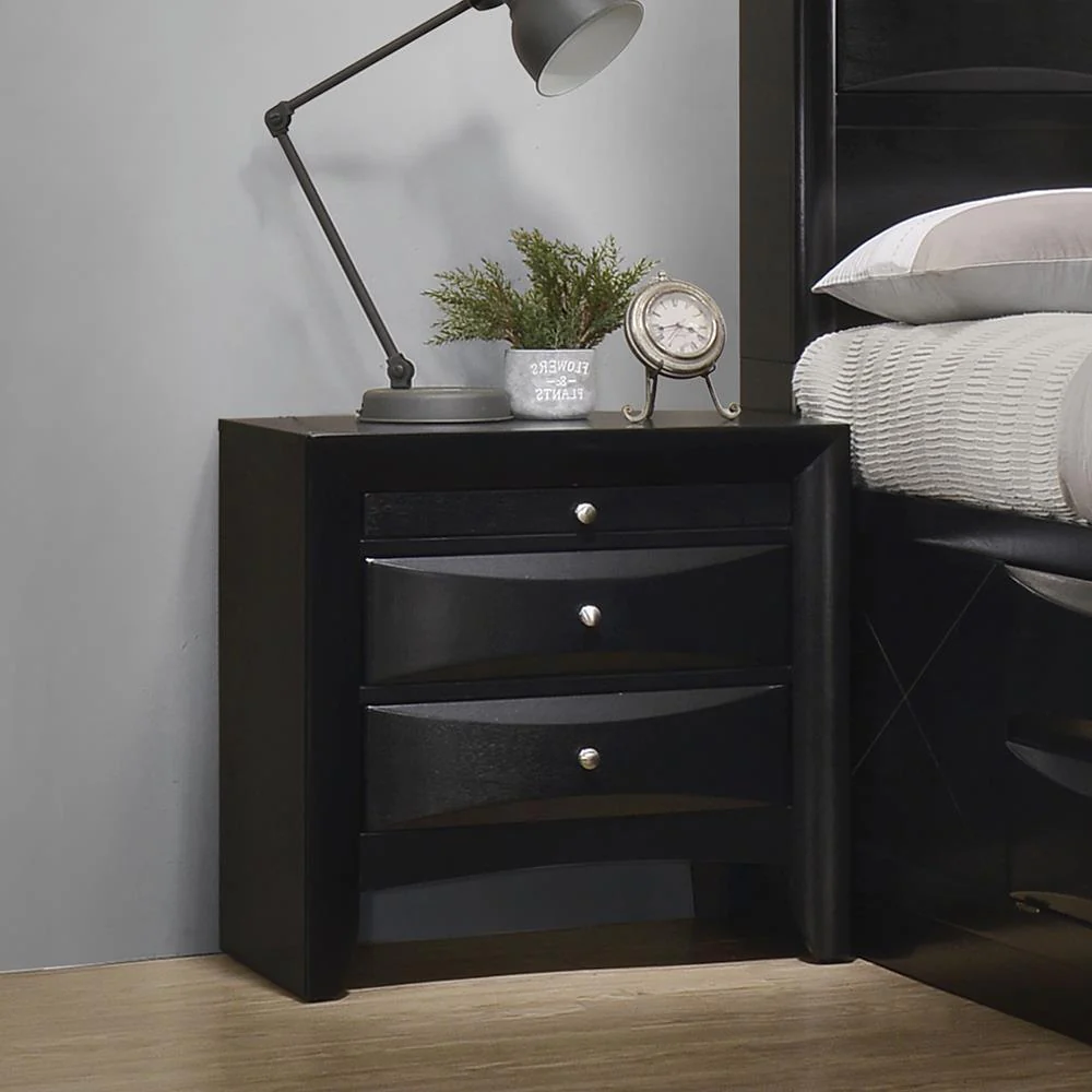 Briana Rectangular 2 Drawer Nightstand Black - Image 1
