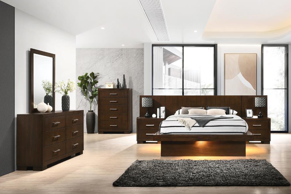 Jessica Queen Platform Bed With Rail Seating Cappuccino - Image 2