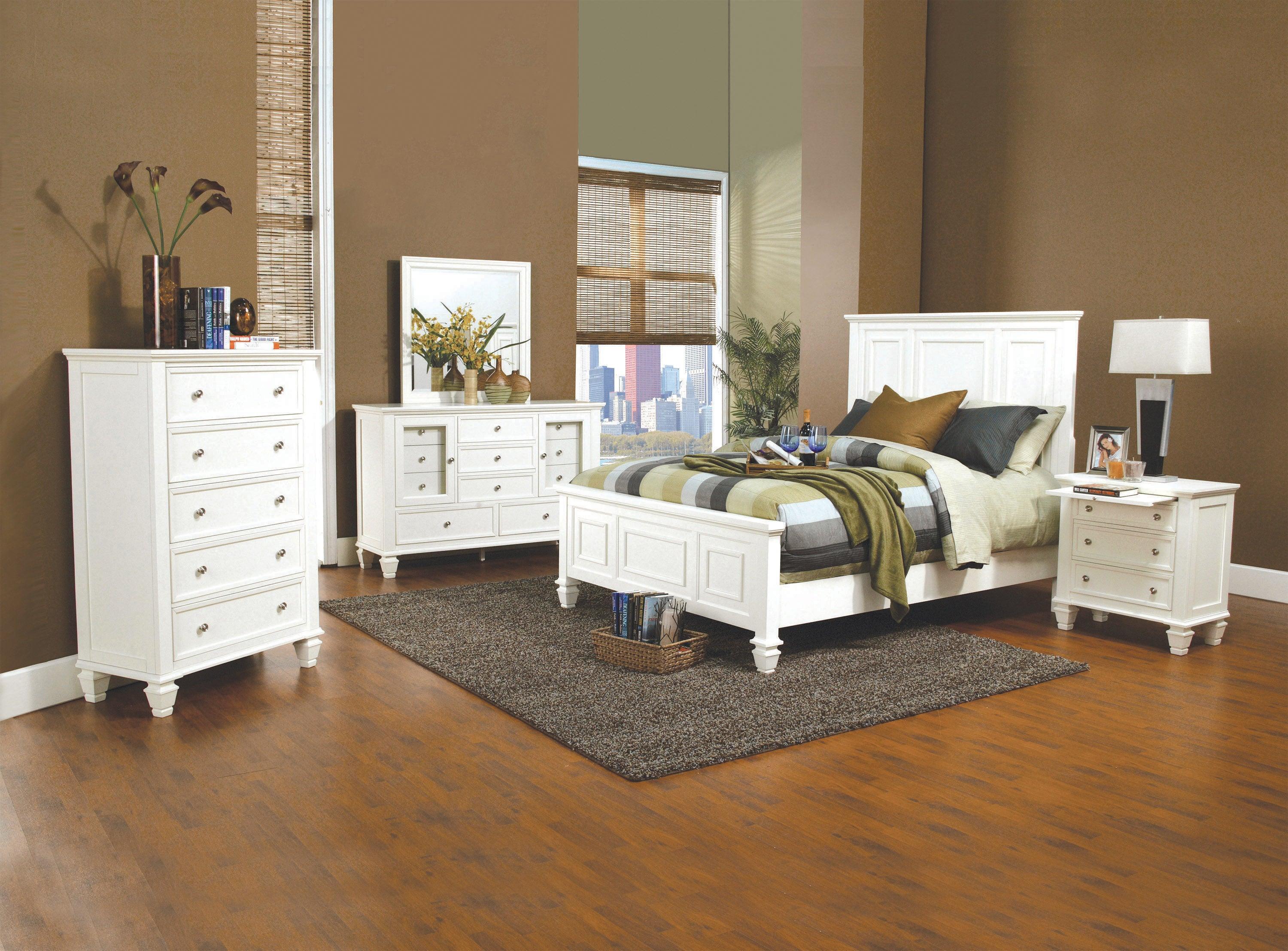 Sandy Beach Queen Panel Bed With High Headboard White - Image 2