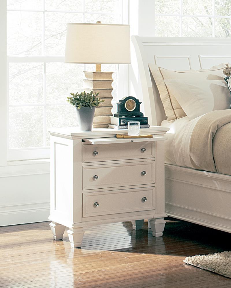 Sandy Beach 3 Drawer Nightstand White - Image 1