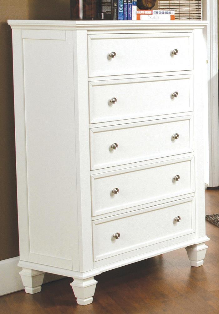 Sandy Beach 5 Drawer Rectangular Chest White - Image 1