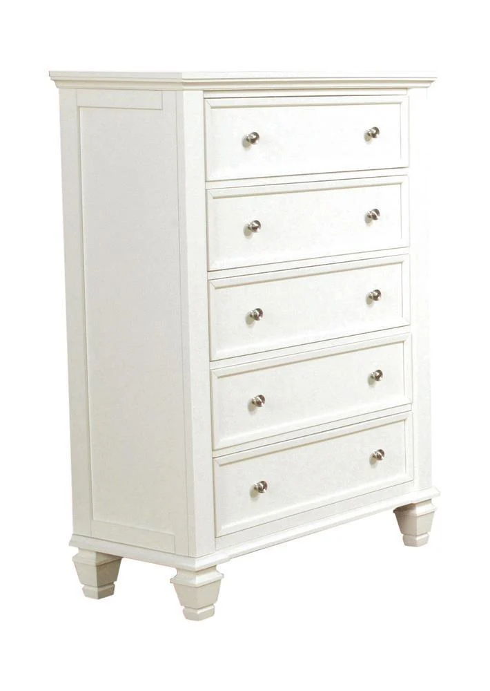 Sandy Beach 5 Drawer Rectangular Chest White - Image 2