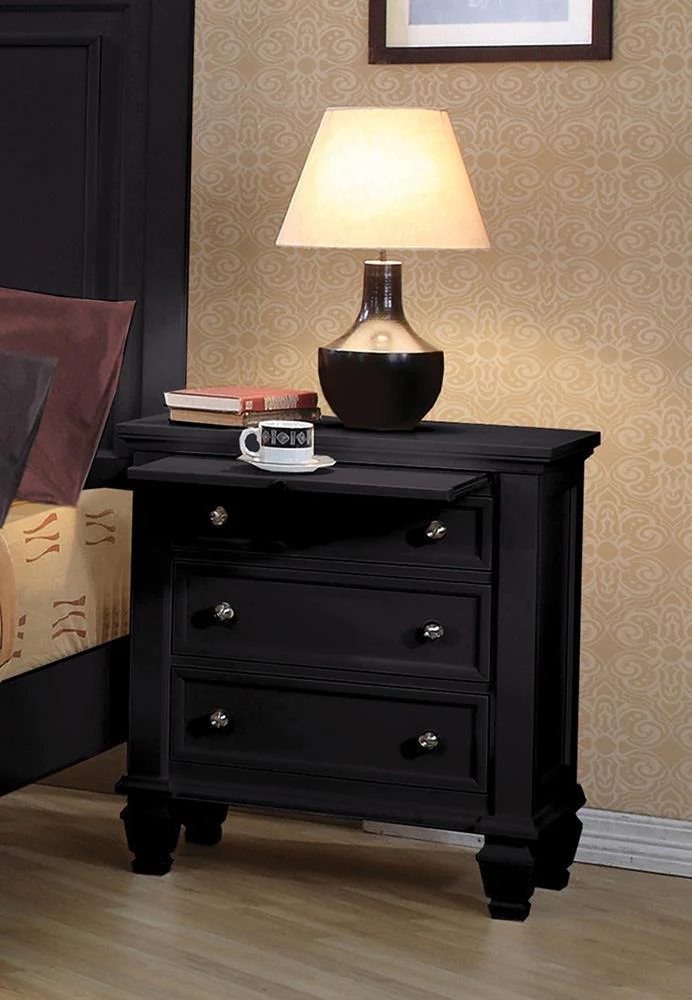 Sandy Beach 3 Drawer Nightstand Black - Image 1