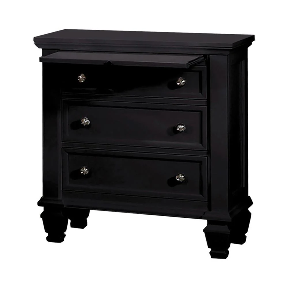 Sandy Beach 3 Drawer Nightstand Black - Image 2