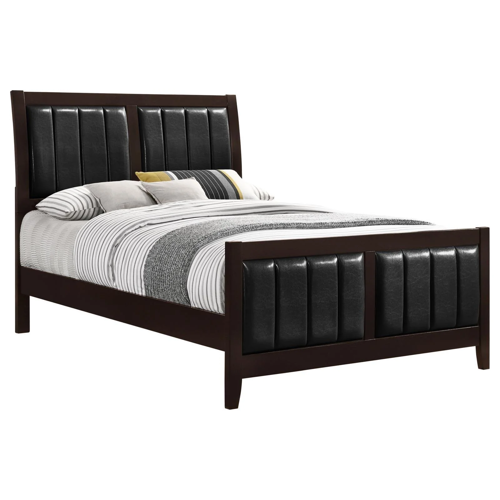 Carlton Full Upholstered Panel Bed Cappuccino Black - Image 2