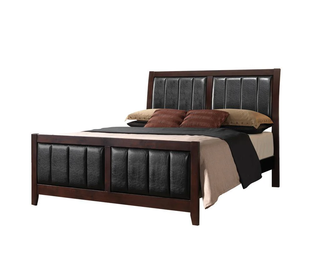 Carlton Full Upholstered Panel Bed Cappuccino Black - Image 3