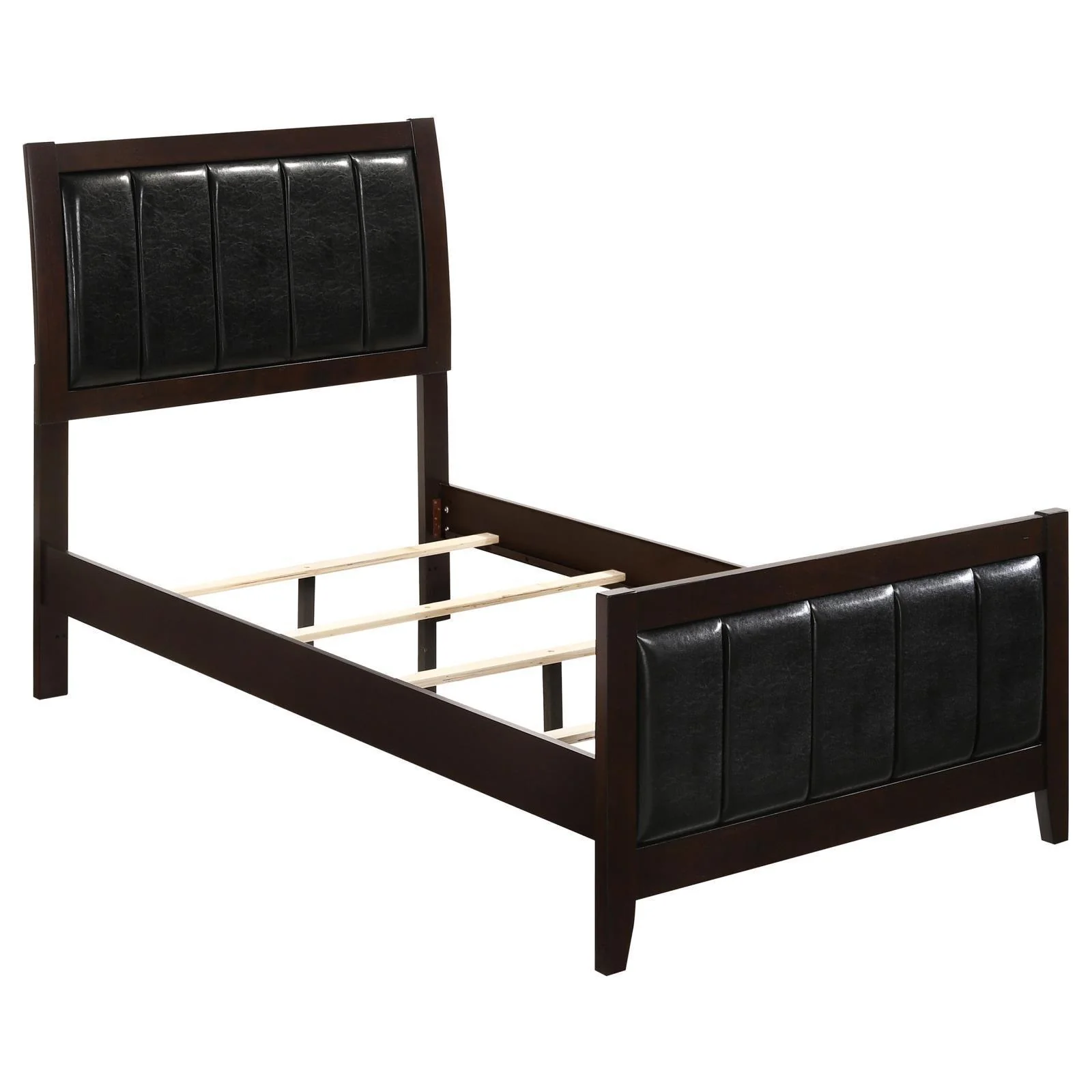 Carlton Twin Upholstered Panel Bed Cappuccino Black - Image 3