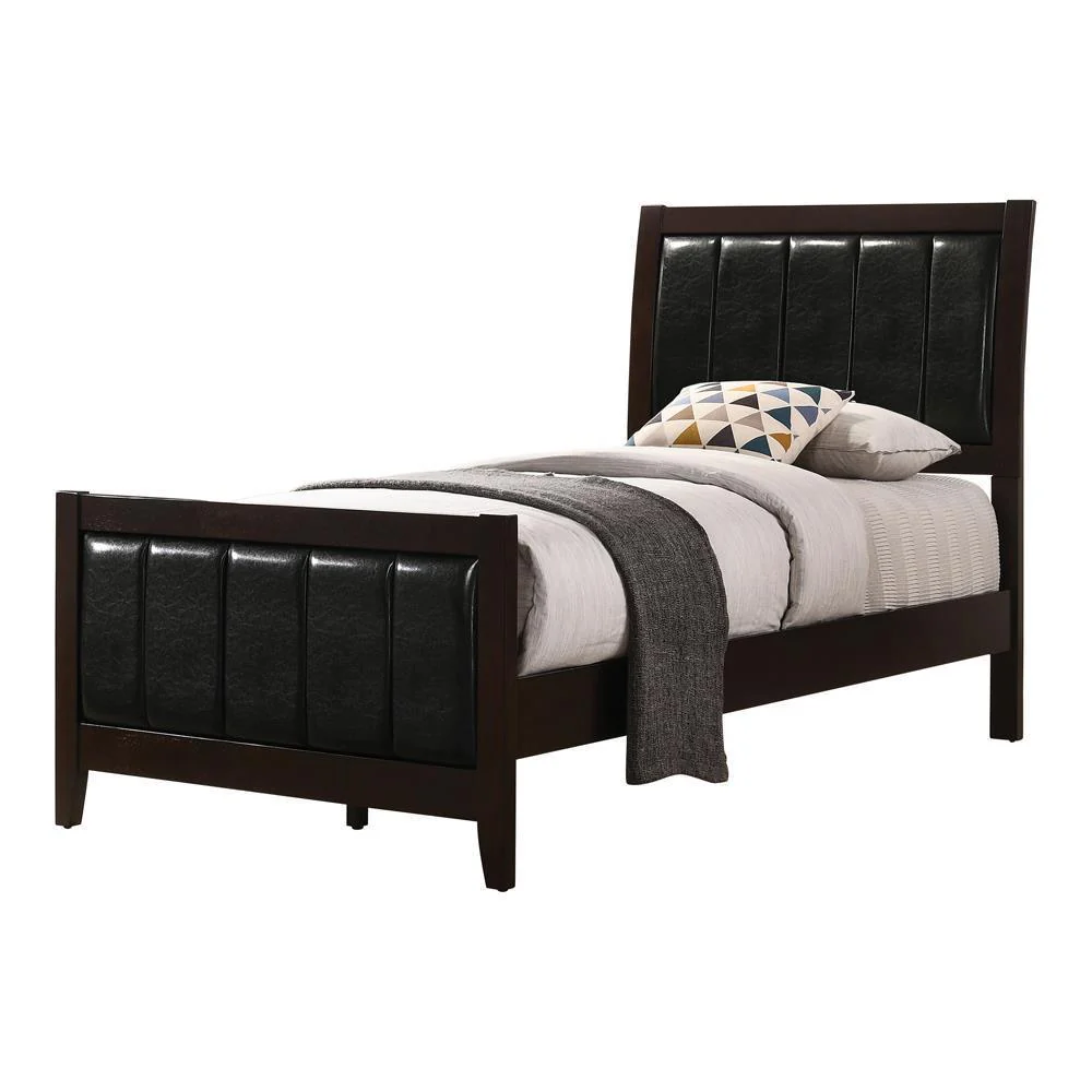 Carlton Twin Upholstered Panel Bed Cappuccino Black - Image 2