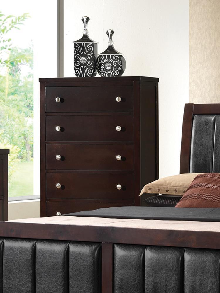Carlton 5 Drawer Rectangular Chest Cappuccino - Image 1