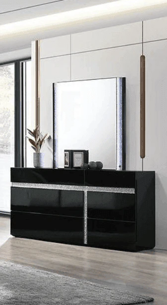 San Marino Black 6-Drawers Dresser & Mirror - Image 1