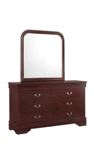 Louis Phillipe Cherry, Black, Gray Dresser & Mirror - Image 1