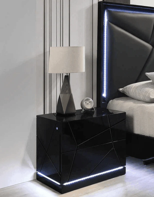 Naomi Black LED Nightstand - Image 1