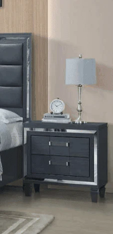 Meg Black Gray Nightstand - Image 1