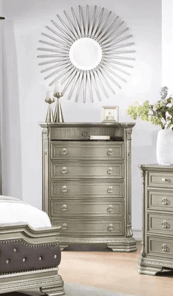 Santa Monica Antique Silver 5-Drawers Chest - Image 1