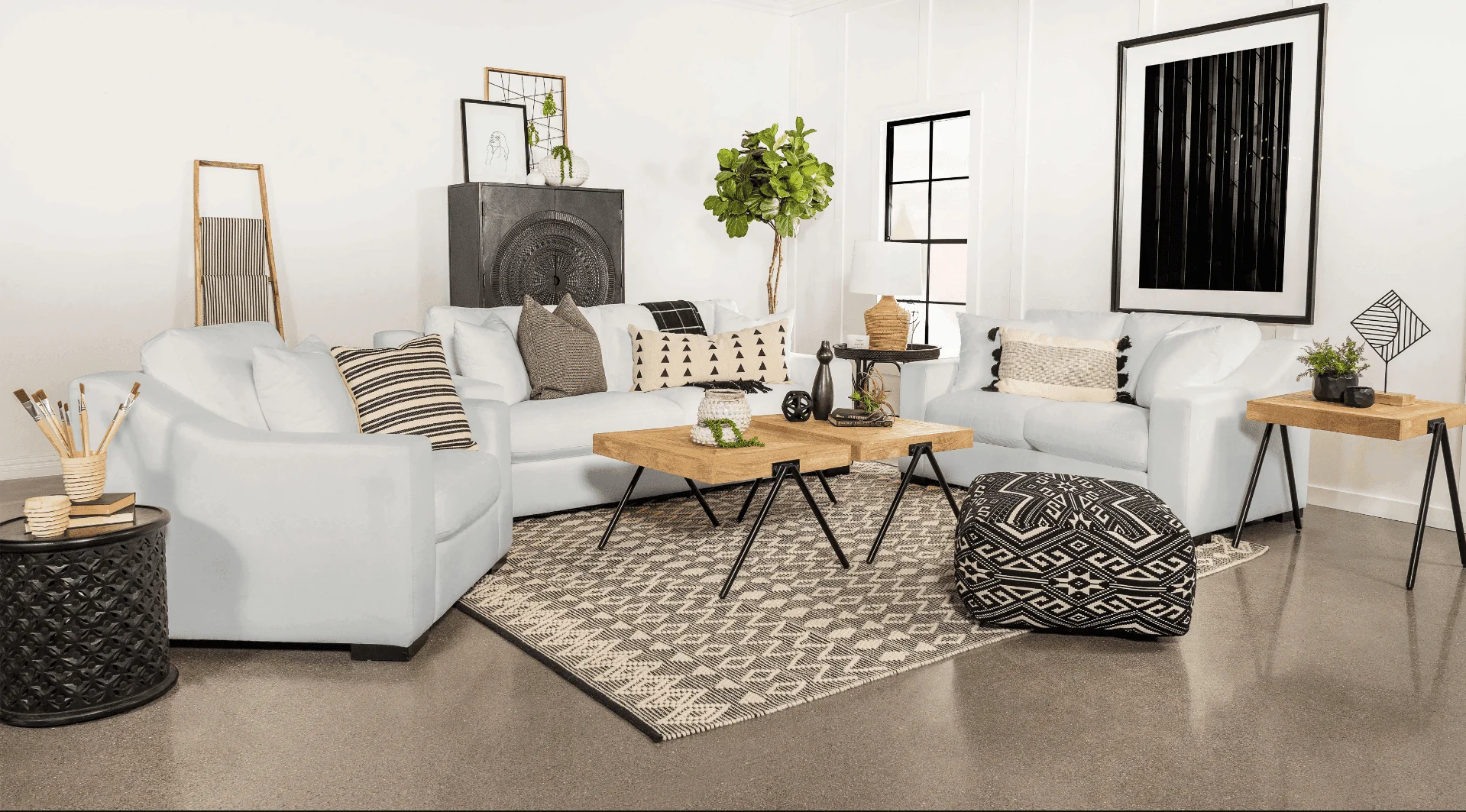 Ashlyn Upholstered Sloped Arms Loveseat White