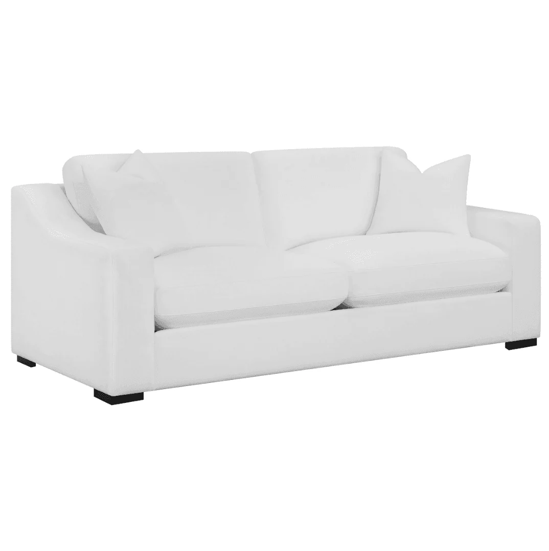 Ashlyn Upholstered Sloped Arms Loveseat White - Image 2