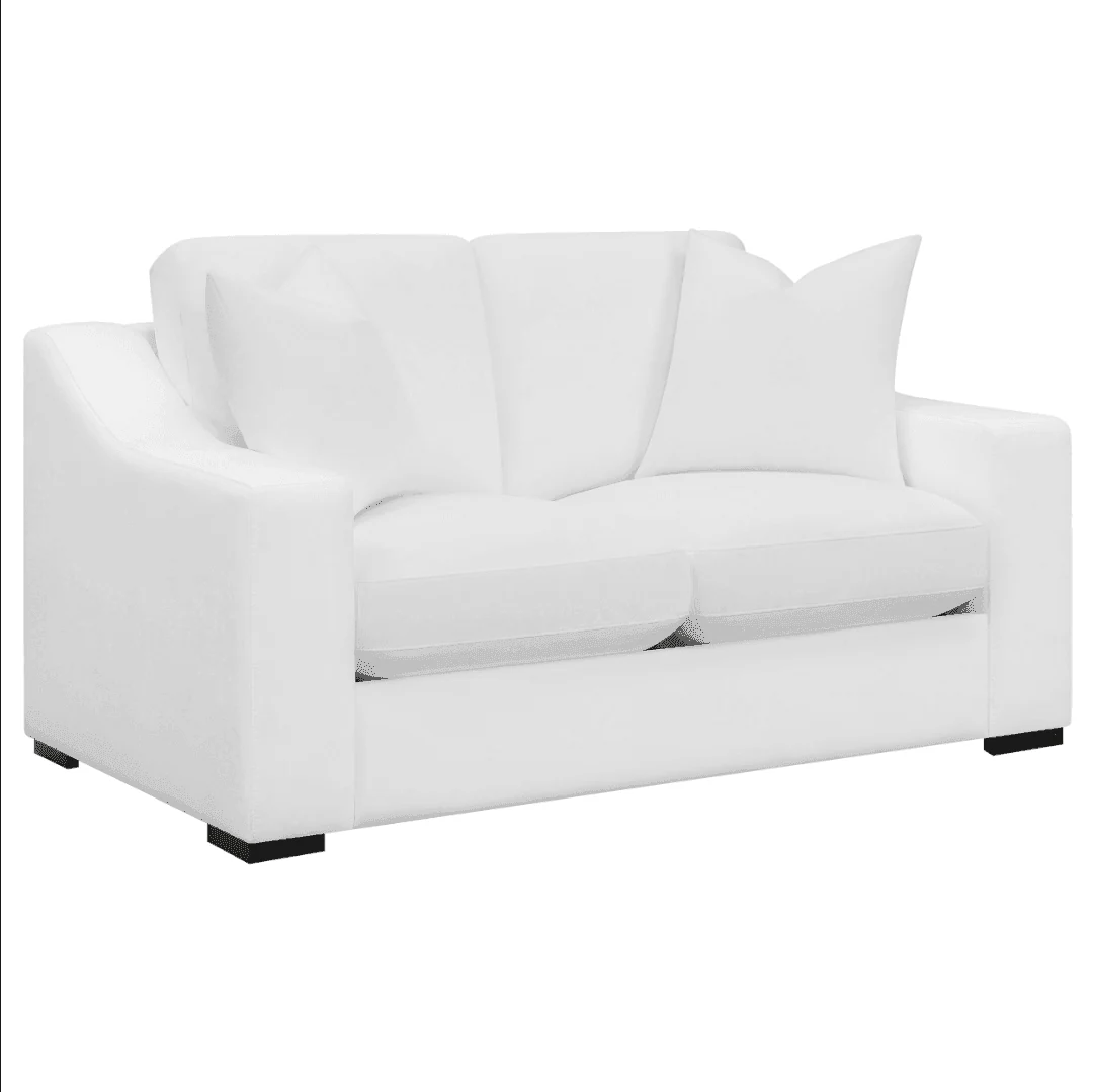 Ashlyn Upholstered Sloped Arms Loveseat White - Image 3