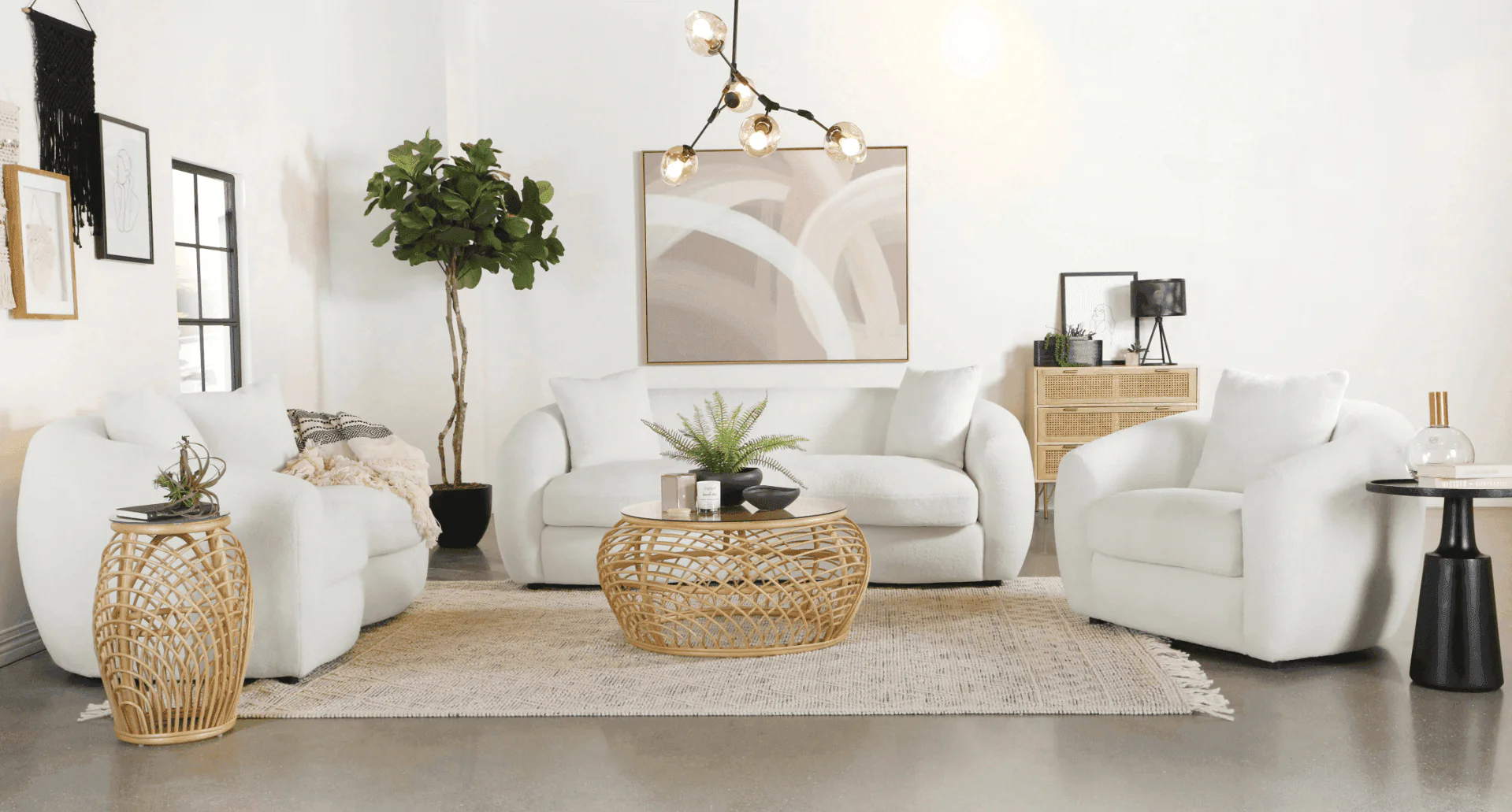 Isabella Upholstered Tight Back Loveseat White - Image 1