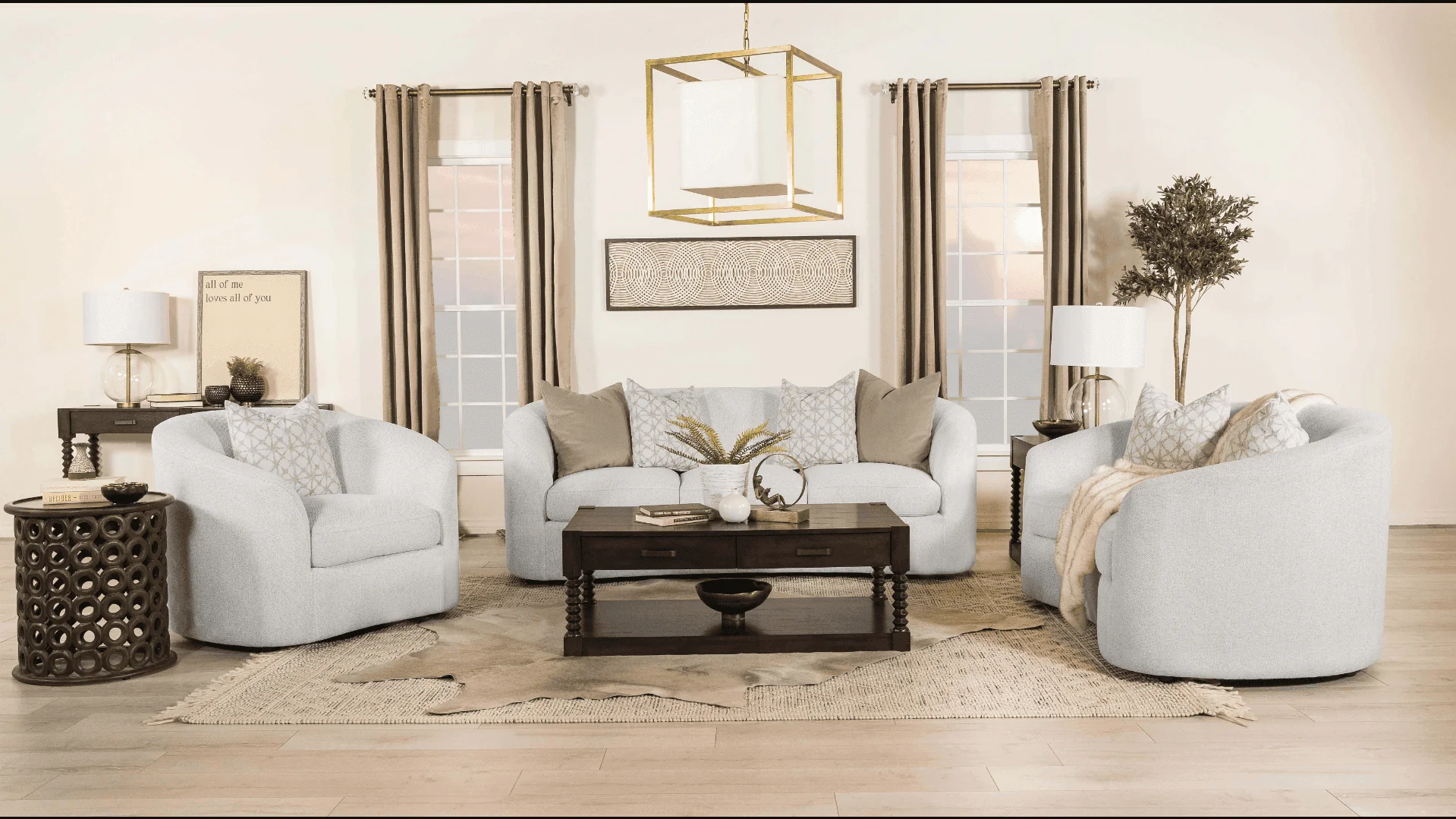 Rainn Upholstered Tight Back Loveseat Latte - Image 1