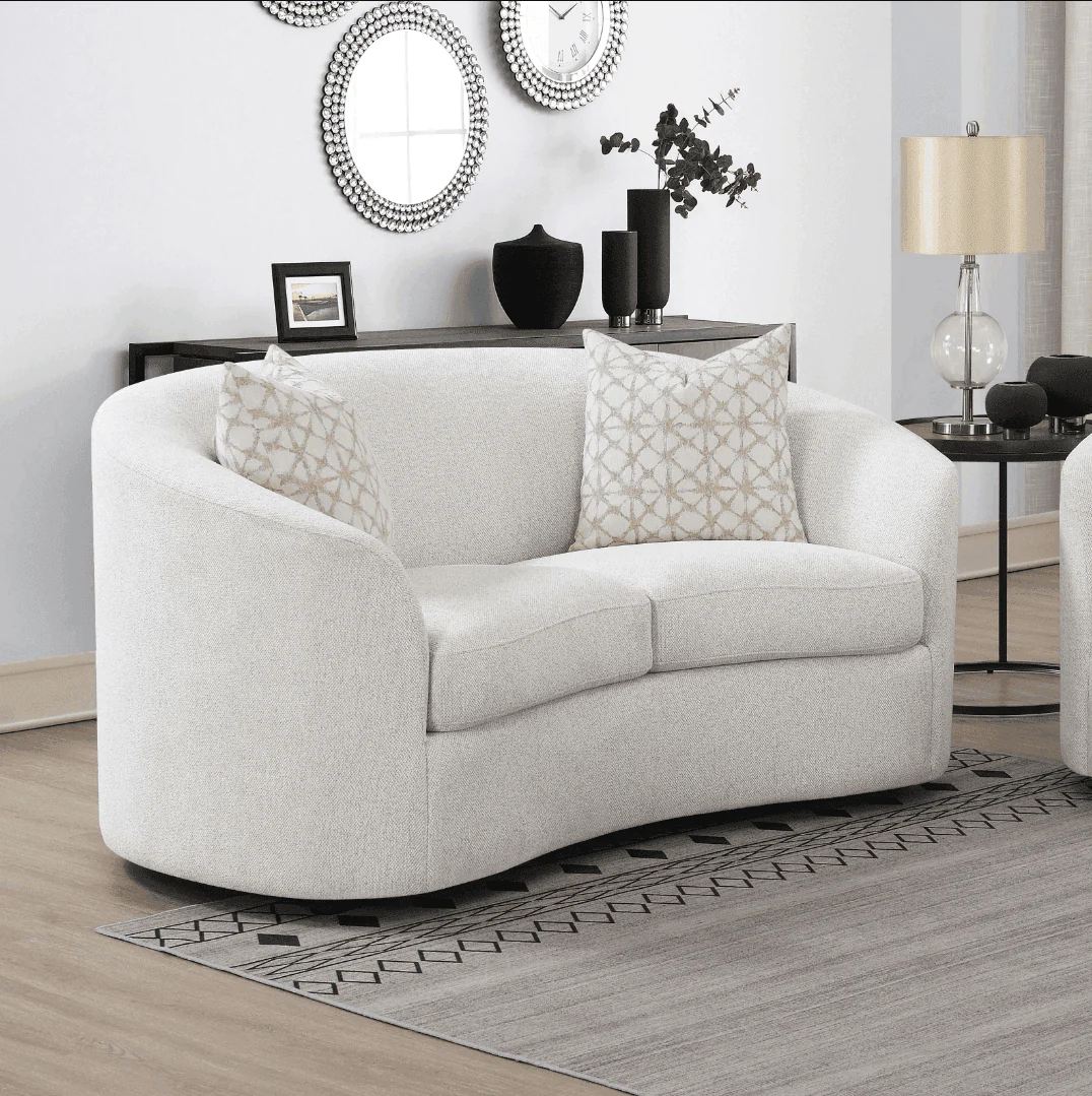 Rainn Upholstered Tight Back Loveseat Latte - Image 2