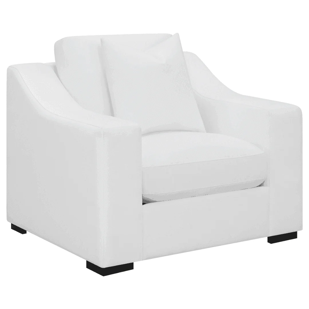 Ashlyn Upholstered Sloped Arms Chair White - Image 2