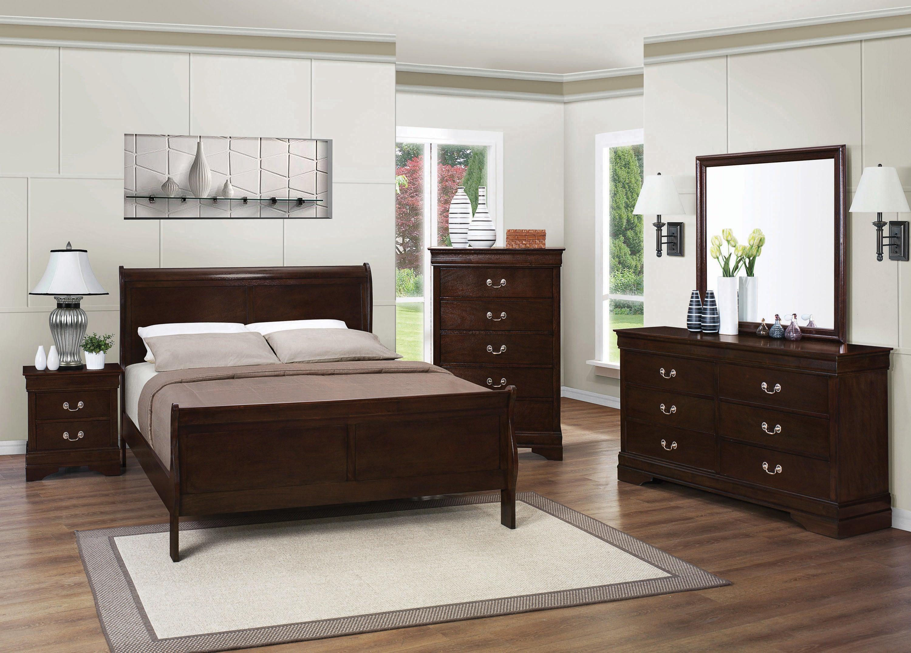 Louis Philippe King Panel Sleigh Bed Cappuccino - Image 2