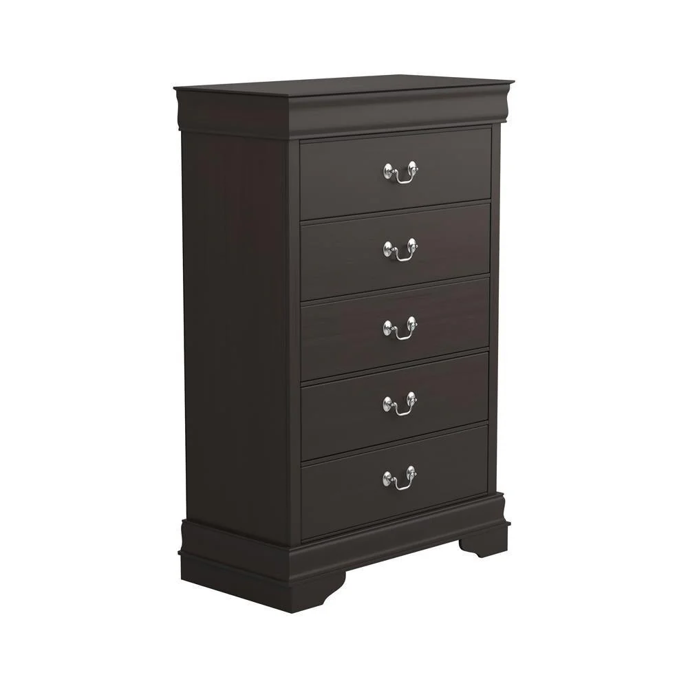 Louis Philippe 5 Drawer Chest With Silver Bails Cappuccino - Image 2