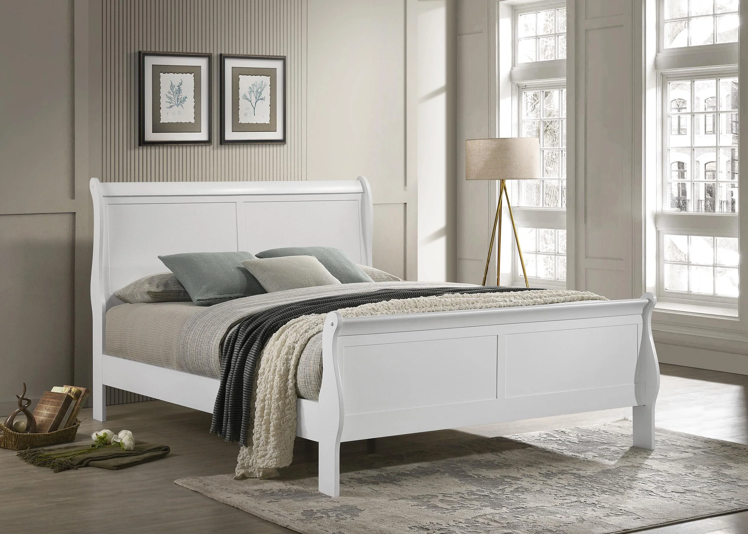 Louis Philippe 47-inch Full Sleigh Panel Bed White - Image 2