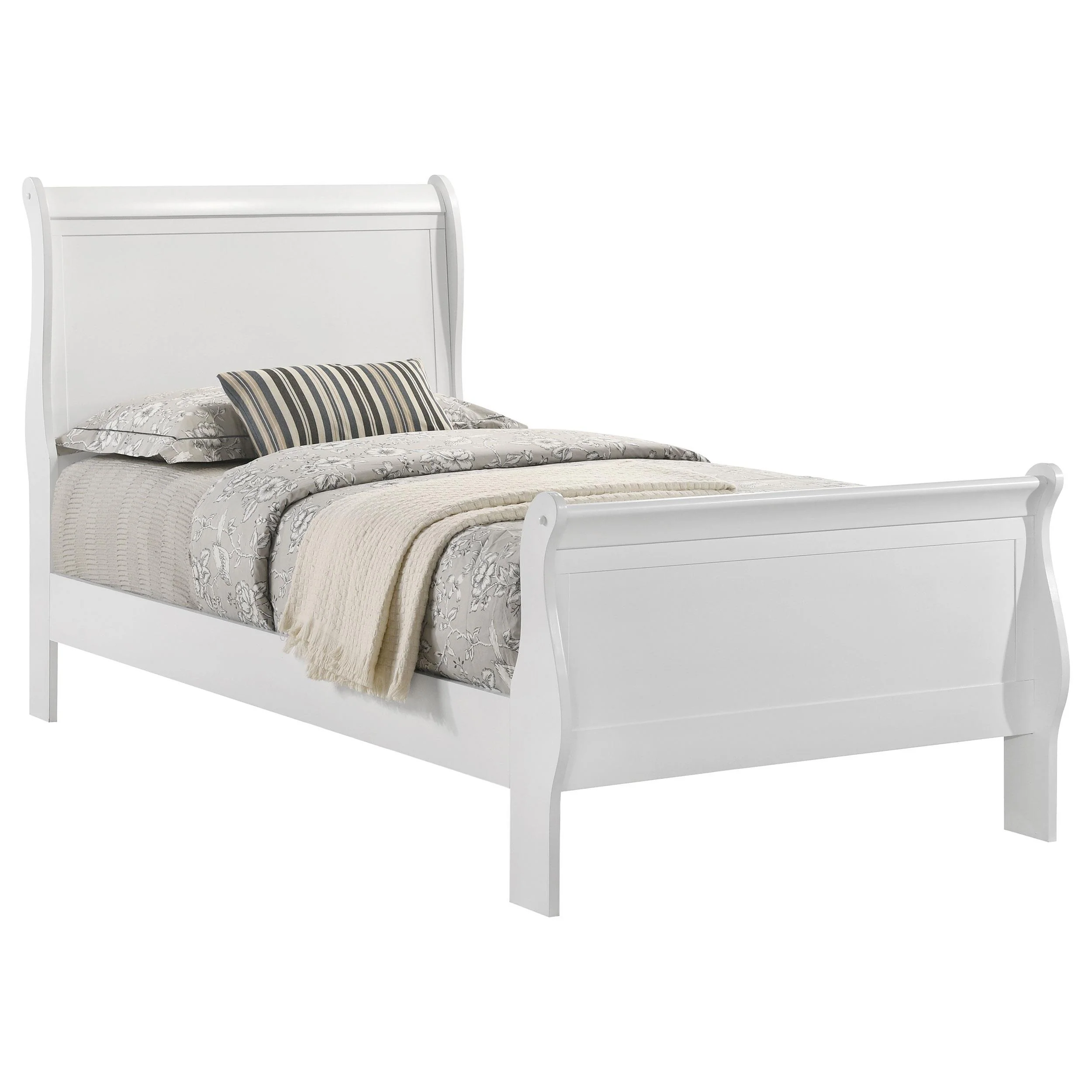 Louis Philippe 47-inch Twin Sleigh Panel Bed White - Image 3