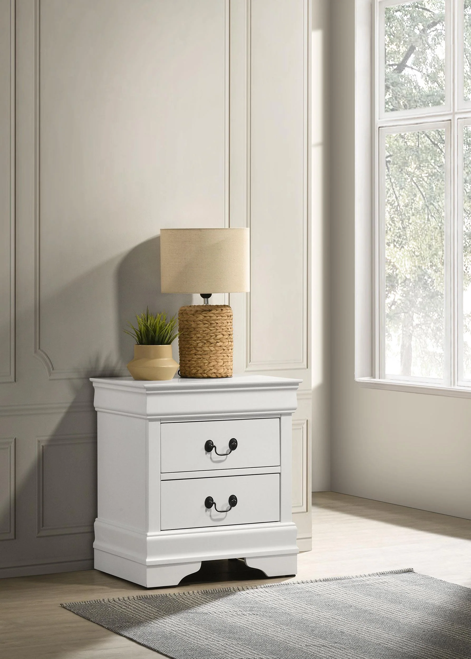LOUIS PHILIPPE Louis Philippe 2-drawer Nightstand Bedide Table White 202442 - Image 2