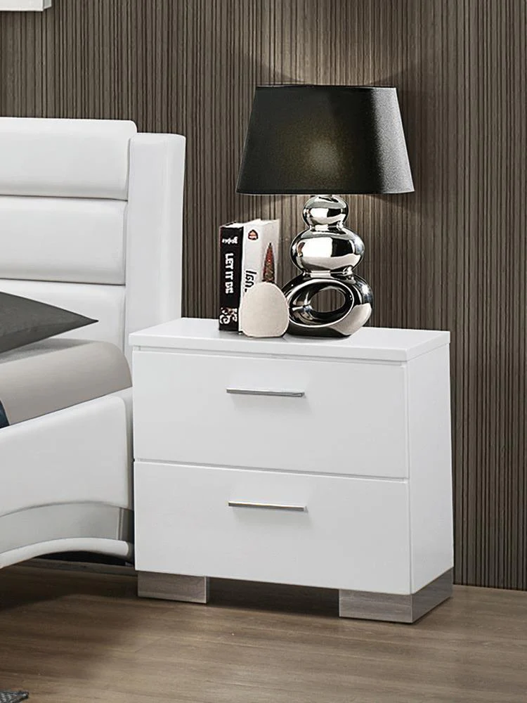 Felicity 2 Drawer Nightstand Glossy White - Image 1