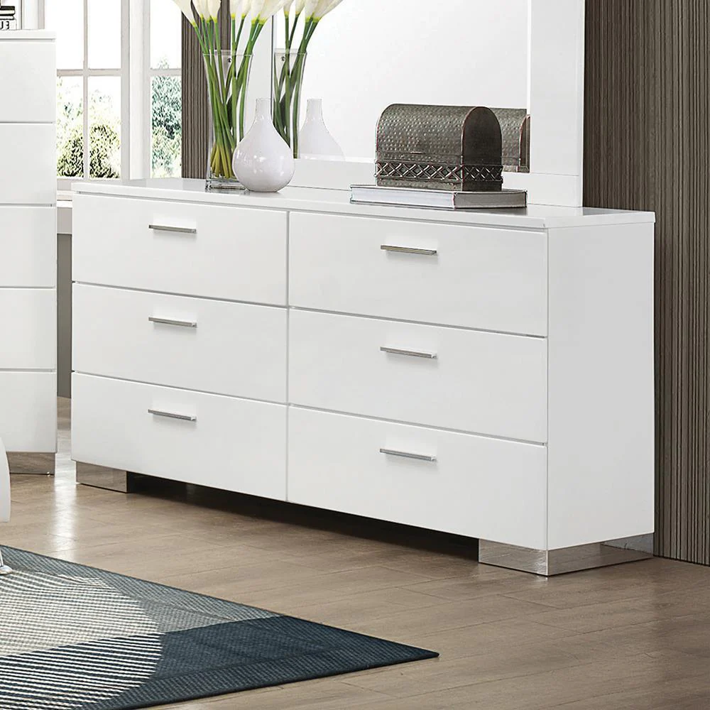 Felicity 6 Drawer Dresser Glossy White - Image 1