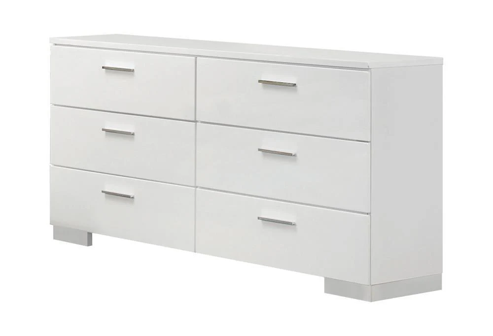 Felicity 6 Drawer Dresser Glossy White - Image 2