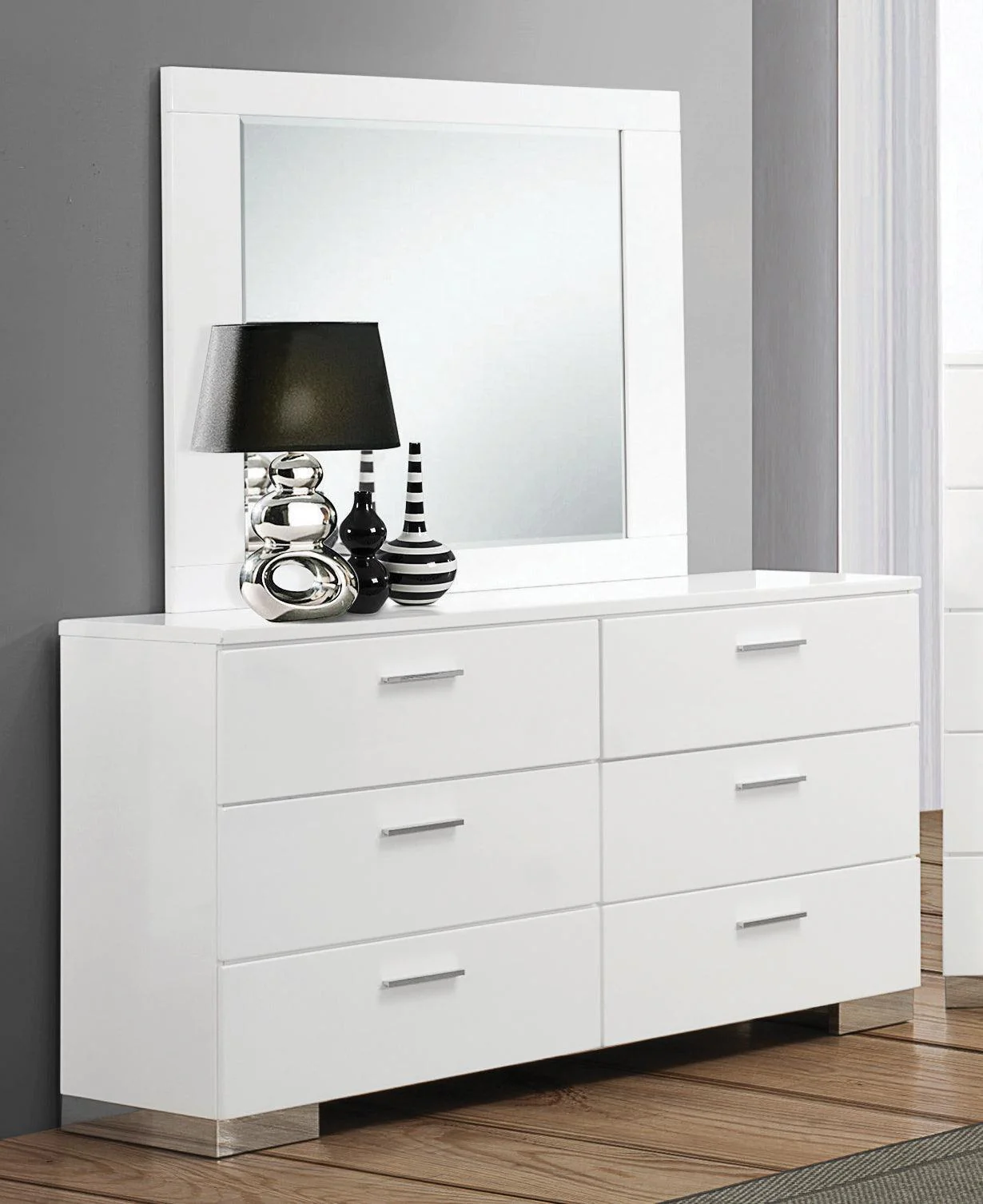 Felicity Rectangle Dresser Mirror Glossy White - Image 1