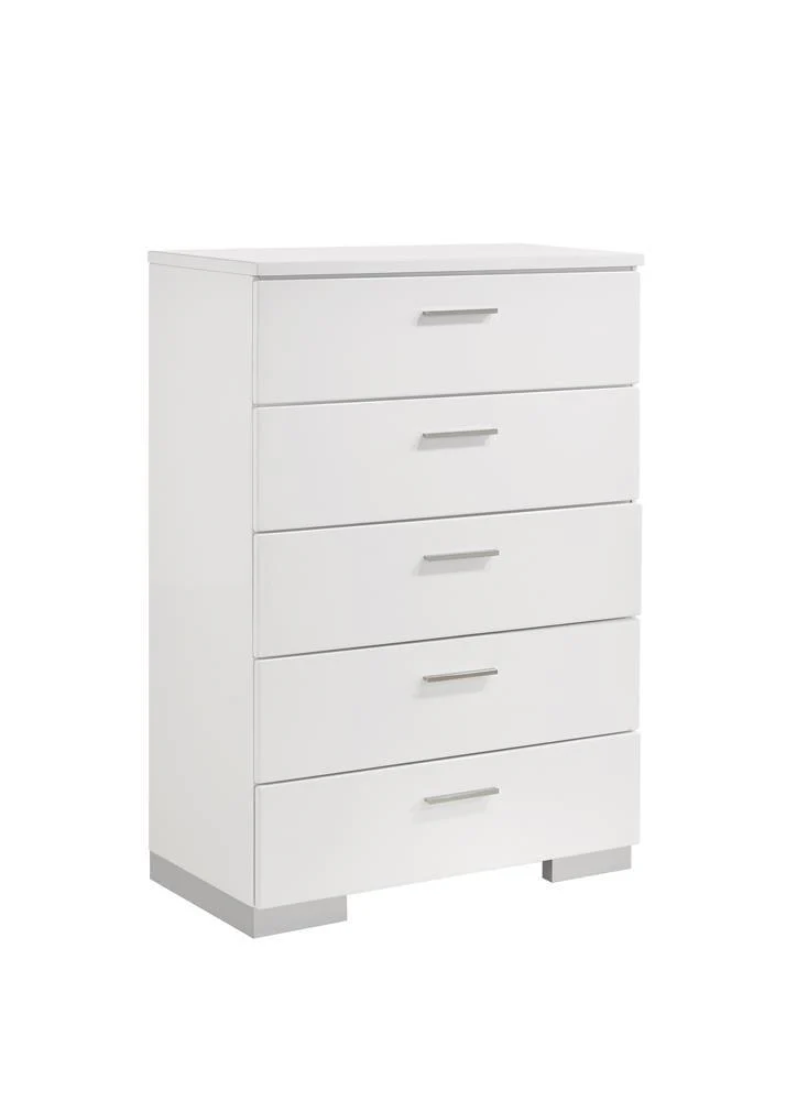 Felicity 5 Drawer Chest Glossy White - Image 2