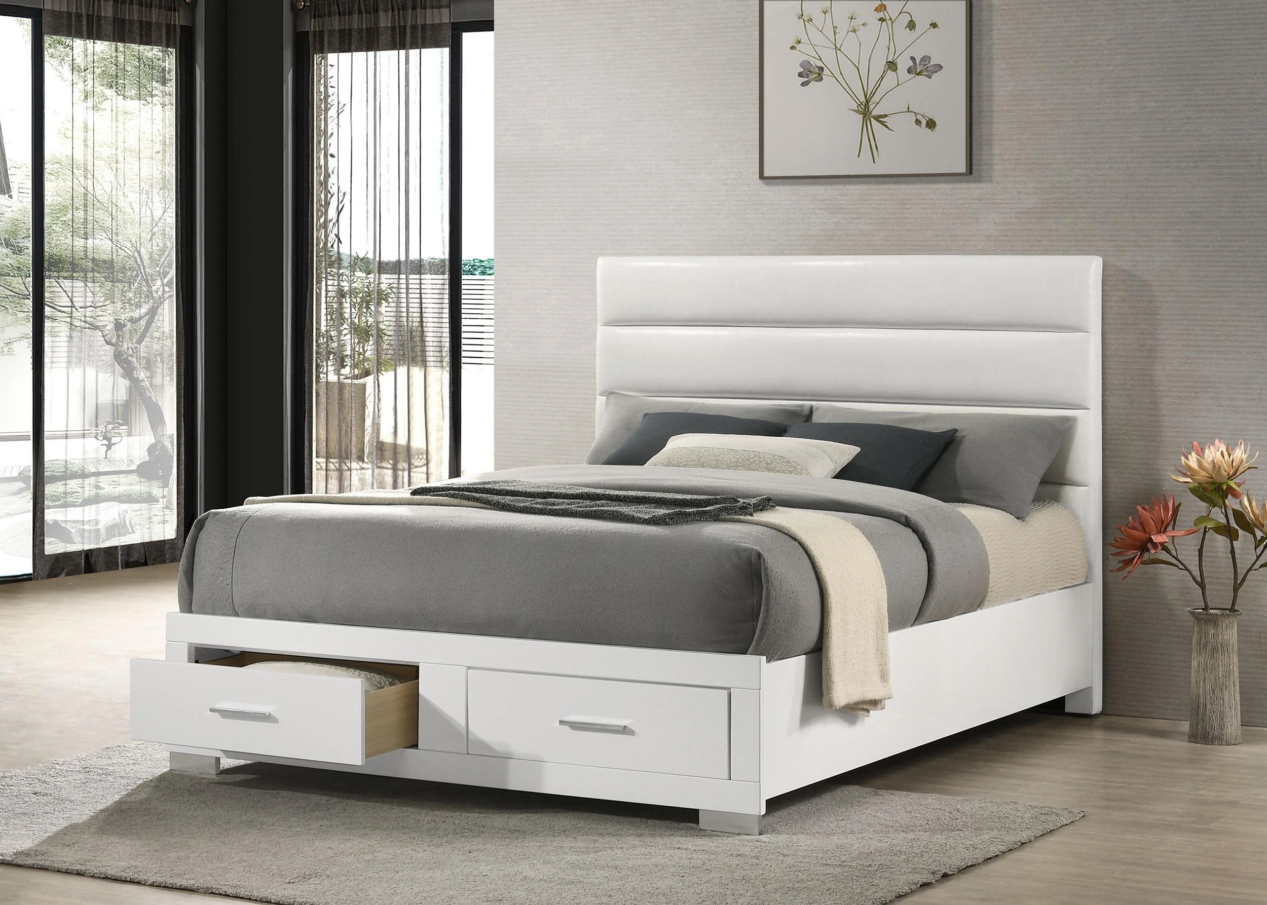 Felicity Eastern King Storage Bed White High Gloss - Image 2