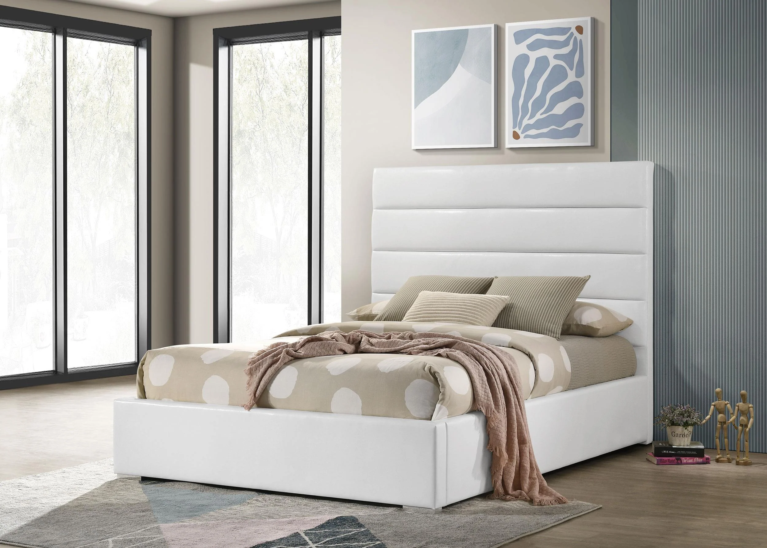 Felicity 53-inch Upholstered Full Platform Bed White - Image 2