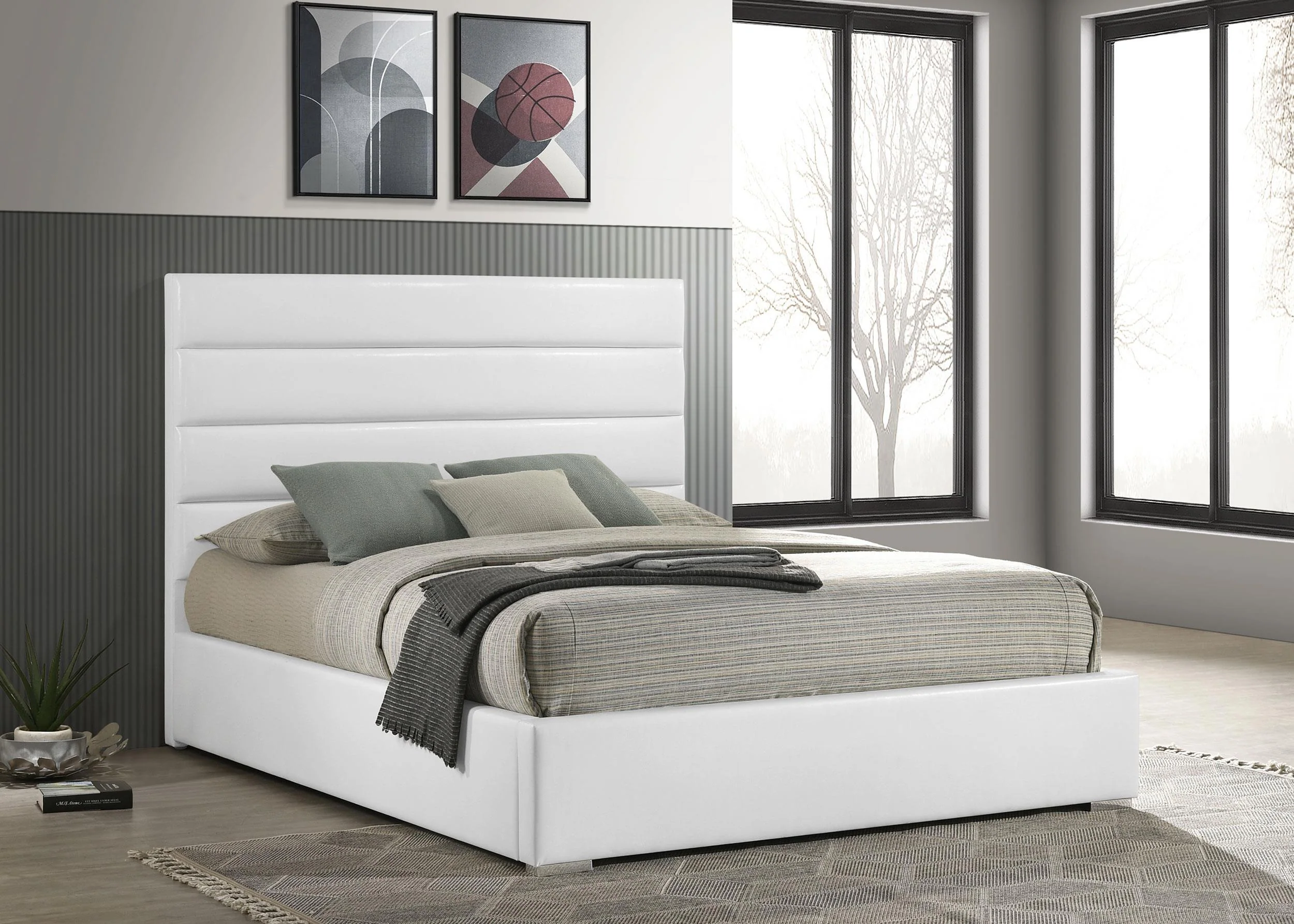Felicity 53-inch Upholstered Eastern King Platform Bed White - Image 2