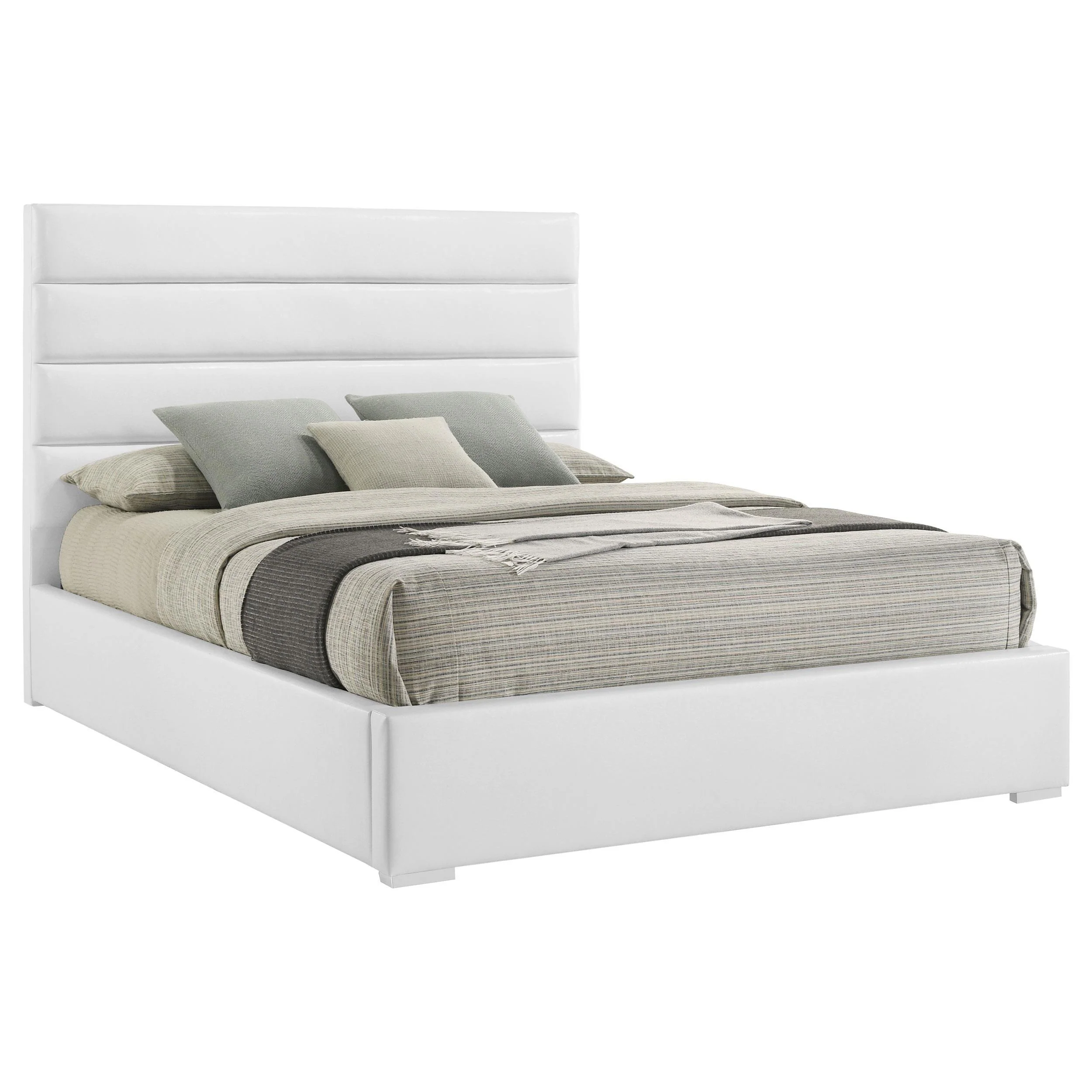 Felicity 53-inch Upholstered Eastern King Platform Bed White - Image 3
